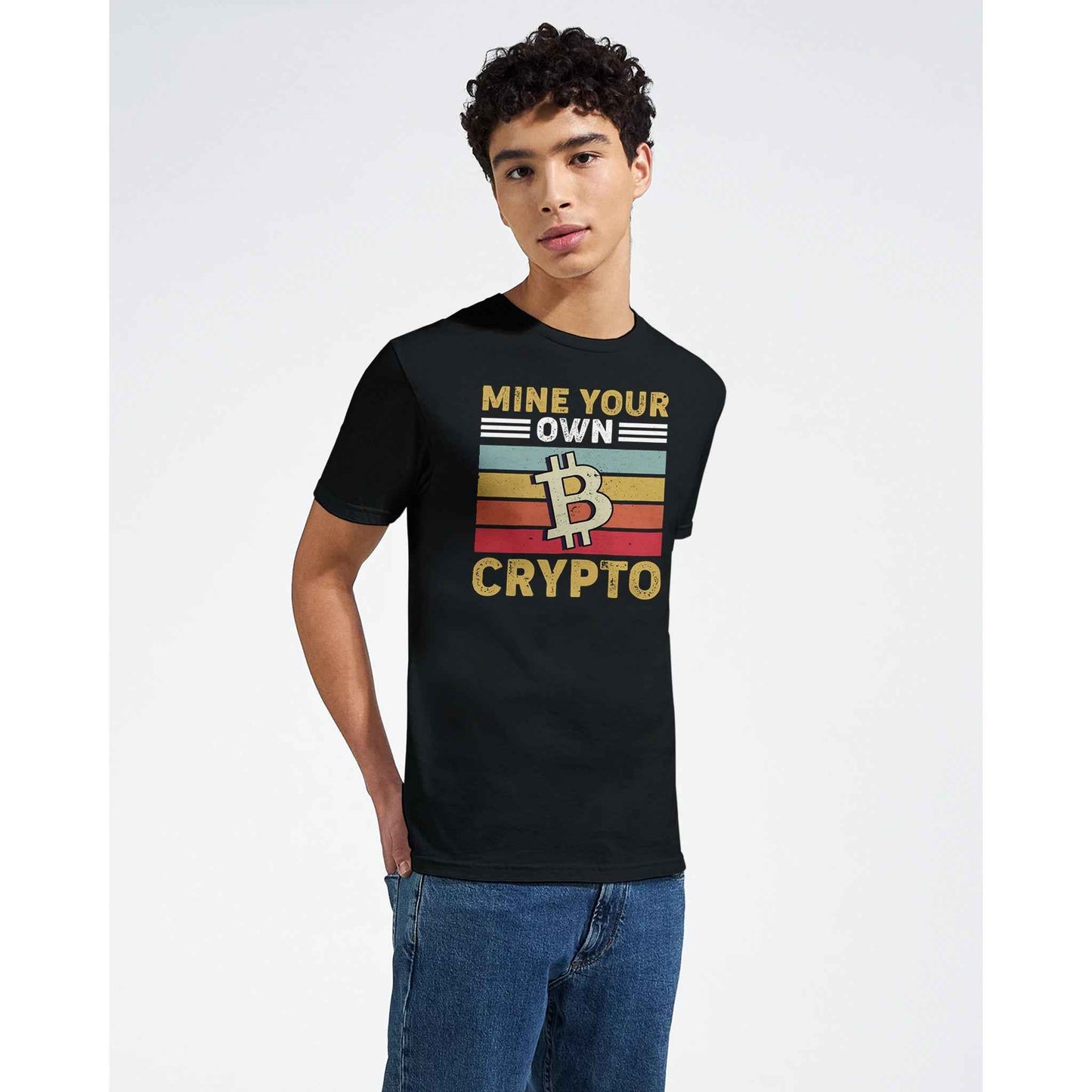 Bitcoin T-Shirt – 'Mine Your Own Crypto' Retro Sunset Design