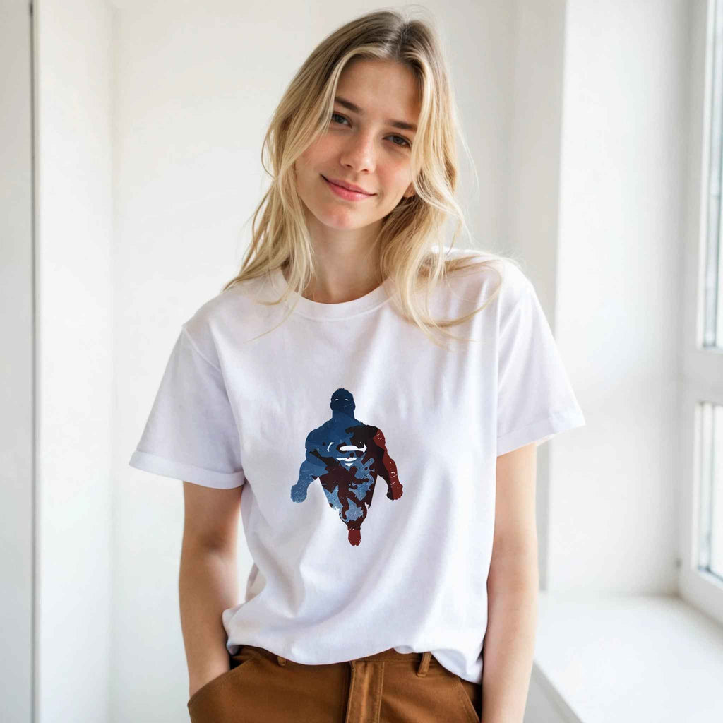 Abstract Superman Silhouette T-Shirt – Heroic Comic-Inspired Graphic Tee in Multiple Colors