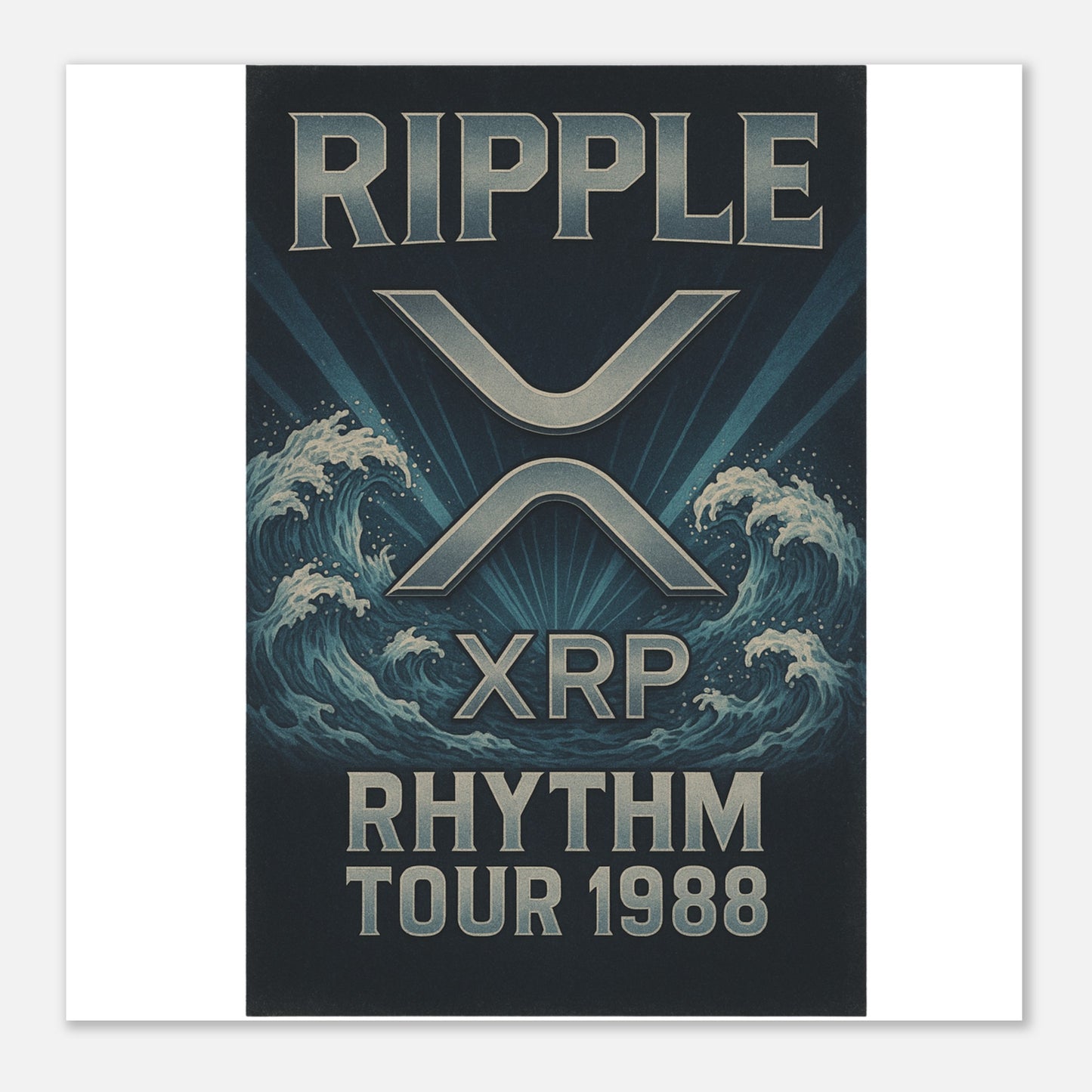XRP Crypto Art Poster – “Rhythm Tour 1988” Retro Concert Aesthetic - F4 Custom Prints